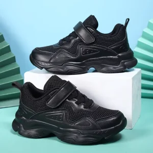 Rubber Sole White Sports School Children Shoes Bulk Mesh Sneakers Girls Black College Fashion Kids Casual Four Seasons