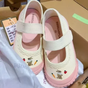 Rubber-soled White Cloth Shoes Embroidered Cute Shoes for Kids Girls 6 to 10 Years