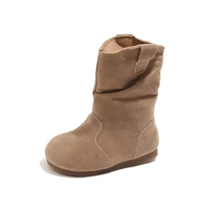 SLIP-ON Girls Fur Long Boots 23-36 Hunting Plush Baby Winter Shoes Small Size Export Fashion Kids Shoe