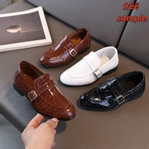Sample Kids Crocodile Embossed Dress Loafers Buckle Strap Formal Shoes Toddler Comfort Casual School Flats