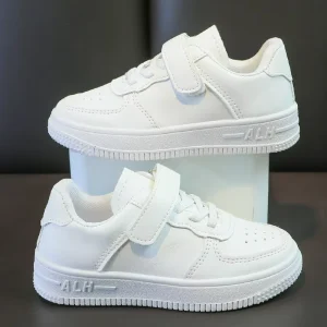 School Designated Children’s White Sports Shoes Spring Summer Boys Girls Soft Bottom Primary School Students PU Upper Rubber