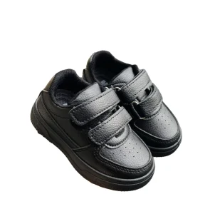 School Sports Shoes Artificial Leather Upper Children Preppy Style Classic Low top Lightweight Black Slip on Sneakers