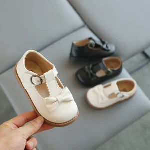School Type Black White Children’s Dress Shoes Uniform Shoe for 6 Year Old Girls Fashion British Kids Wedding Footwear