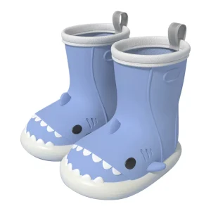 Shark Shape Design Boys Babies Soft-Sole Non-Slip Durable Cartoon PVC Waterproof Rubber Rain Boots for Toddlers and Kids