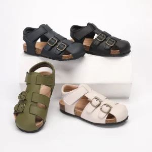 Shoes for Boys Children’s Soft Leather Sandals Trendy Kids Boutique Closed toe Cork Sandal