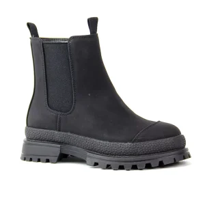 Short Shoes Kids Girls Black Genuine Leather Double Elastic Band Fashion Ankle Boots
