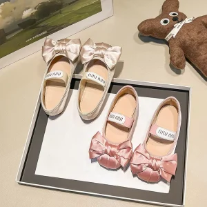 Silk Bow Princess Ballet Shoes for Girls 1 6 Years Velcro Closure Waterproof & Wear Resistant All Seasons