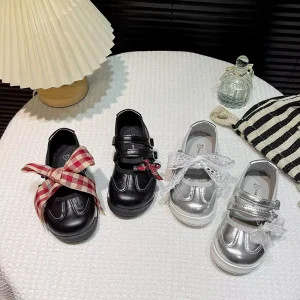 Silver Princess Shoes for Girls Soft Bottom Ballet Flats for Kids