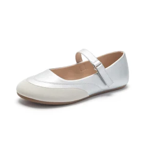 Silver Solid PU Upper Hook & Loop Closure Baby Girl Mary Jane Flats Toddler Kids Holiday Spring Autumn Party Casual Flat Shoes