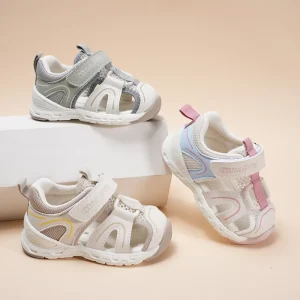 Simple Color Design Kids Adjustable Strap Sandals Summer Children’s Hook and loop Sandals Breathable Toe protection Sandals
