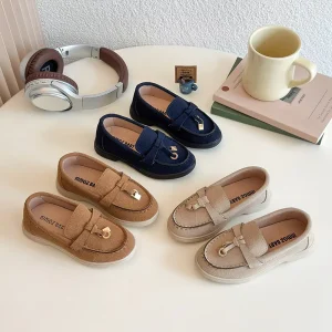 Simple Design Summer Children Slip on Shoes British Style Kids PU Dress Shoes