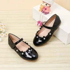 Size 21-36 Children Flat Little Black Shoes Girl Dress Shoes