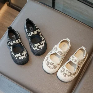 Size 23-33 Summer Style Bear Print Children Girls Shoes Cute Princess Kids Girls Canvas Shoes