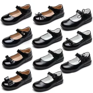 Size 26-39 Children’s Casual School Shoes Comfortable Black Leather Kids Shoes