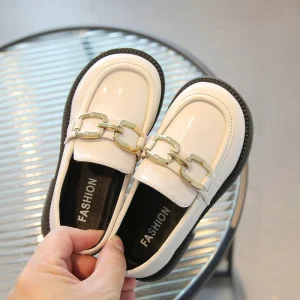 Slip on Loafers School Children Kids Dress Shoes Anti Slip Casual Dress PU Leather Shoes for Girls