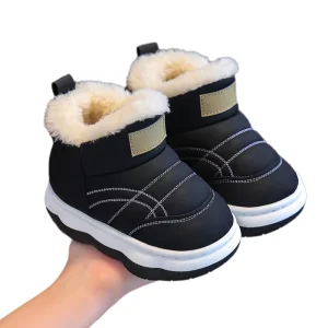Slip-on Style Snow Boots Cozy Fur Lining Winter Shoes Cold Day Kids Walking Shoes