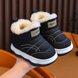 Slip-on Style Snow Boots Cozy Fur Lining Winter Shoes Cold Day Kids Walking Shoes