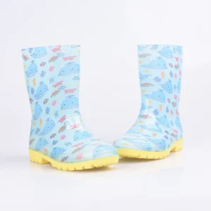 Small Whale Pattern Lightweight and Water resistant Light Blue Children’s PVC Rain Boots