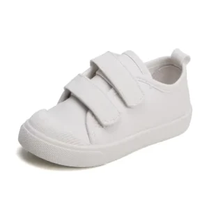 Small White Canvas Shoes for Kids Boys and Girls Non Slip Soft Bottom for Spring Fall Campuses Kindergarten Indoor Activities