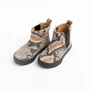 Snakeskin Black Leather Unique Toddler Girls Chelsea Boots High Top Stylish Sneakers for Girls