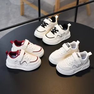 Sneakers Shoes Breathable PU Upper Kids’ Girls Casual Boys Girls Skate Shoes Student School White Sping Autumn