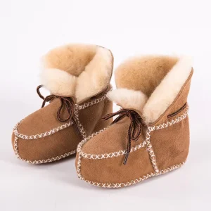 Snow Indoor Sheepskin Toddler Merino Wool Baby Booties Real Fur New Born Winter Baby Boots Shoes Slippers for Kids