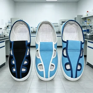 Soft And Comfortable Pvc Blue Sole Upper Four-Hole Style Antistatic Dust-Free Cleanroom ESD Canvas Shoes For Working