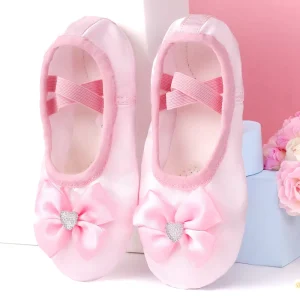 Soft Ballet Shoes for Girls Butterfly Sticky Flower Design Cotton Lining Cat Claw Design Children’s Dance Shoes