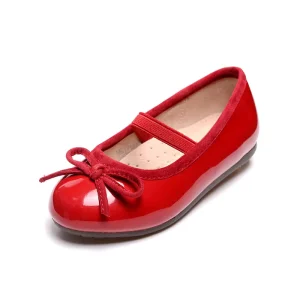 Soft Bottom Japanned Leather with Bow Knot Princess Toddler Girl Ballet Flats Shoes