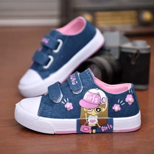 Soft Bottom Little Kids Canvas Running Shoes Soft Bottom Kids Sneakers Toddler Flat Sports Shoes for Kids