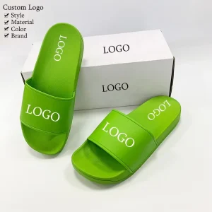 Soft Comfort OEM PVC Spa Slippers Custom Color Design Logo Men and Women Sandals Custom Logo Green Color Slide Slipper