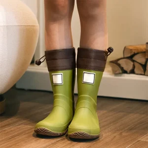 Soft Cute Kids Children’s Gardening Rain Boots Wader PVC Kids Rain Boots for Boys and Girls Round Water Shoes Unisex Baby Boots