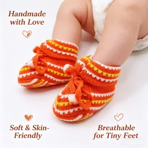 Soft Gentle Unisex Baby First Walker Shoes Handmade Knit Infant Booties Slip-On Solid Cotton Fabric Breathable Shoes