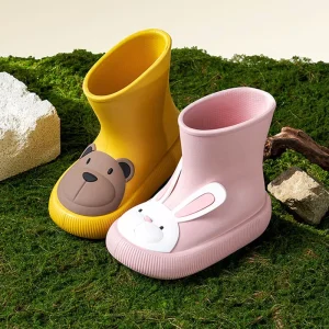 Soft Lightweight Recyclable EVA Rabbit Rain Boots for Kids Waterproof Cartoon Toddler Rain Boot for Summer