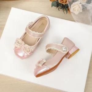 Soft Microfiber Fabrics Anti Slip Breathable Hoof Heels Hook Loop Closure Polka Dot Formal Kids Shoes for Holiday Celebration