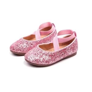 Soft PU Kids Casual Ballet Dance Shoes with Glitter Sequins Soft PU Baby Girl Dress