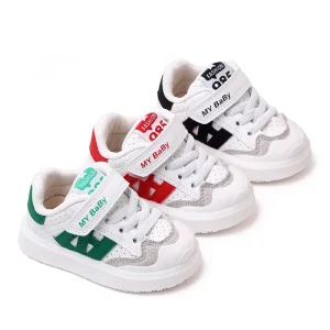 Soft PU Leather Sport White Toddler Kids Baby Casual Shoes