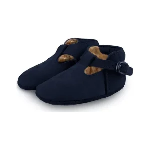 Soft Sole Moccasins Walking Newborn Baby Prewalker Dark Blue Baby Shoes