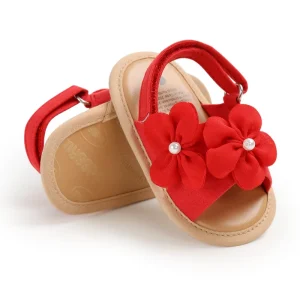 Soft Sole Newborn Infant Baby Girl Sandals Summer Baby Girl Shoes With Flower Design Match With Headband Set