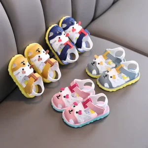 Soft Sole Unisex Kids Bear Toddler Shoes Cute Cartoon Mini Mouse Baby Shoes Sandals for 1 2 3 Years Old