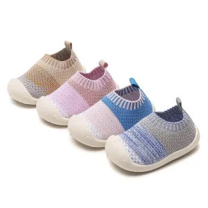 Soft Soled Boys and Girls’ Cute and Breathable Comfortable Non-slip Knitted Fabric Canvas Shoes Fashion Infant Walking Shoes