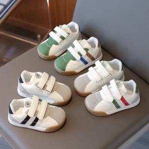 Soft Soled Breathable Mesh Leather Upper Crib Shoes for Baby Boys Girls Casual Sneakers Customizable for Little Kids’ School