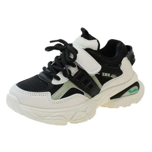 Soft Soled Running and Basketball Shoes for Primary School Students Casual Campus Wear for Boys and Girls White PU Insole