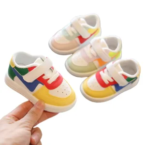 Soft Soled Spring Baby Walking Shoes 0 3 Years Breathable Lightweight Non Slip First Walkers for Boys Girls Colorful Patchwork