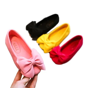 Solid Color Bow Princess Shoes for Girls New Design Fashion Trend Single Soft Comfort Wear Resistant for Autumn Summer Rubber