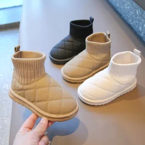 Solid Color Soft Kids Warm Winter Shoes Infant Fur Lined Shoes Children’s Winter Boots