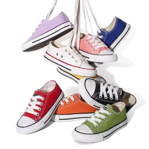 Solid Color Walking Style School Casual Classic Flats Shoes for Kids Girls Boys