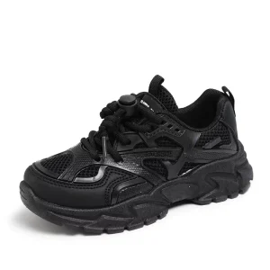 Solid and Lighted Casual Basketball Shoes for Boys and Girls Spring Summer Collection Breathable Lace Up PU Soft Sole Sneakers