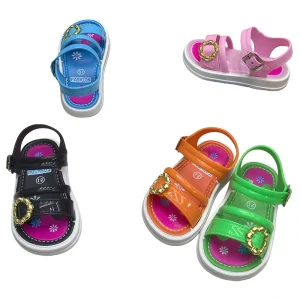 [Source Manufacturer] Kids Shiny PVC Sandals Metal Flower Girls Factory Africa Nigeria Ghana Chappal Velcro FCL 1800