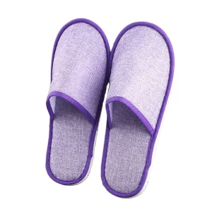 South Africa Indoor Home Beauty Purple Linen Hotel Plush Disposable EVA Sole Slippers for Men/Women